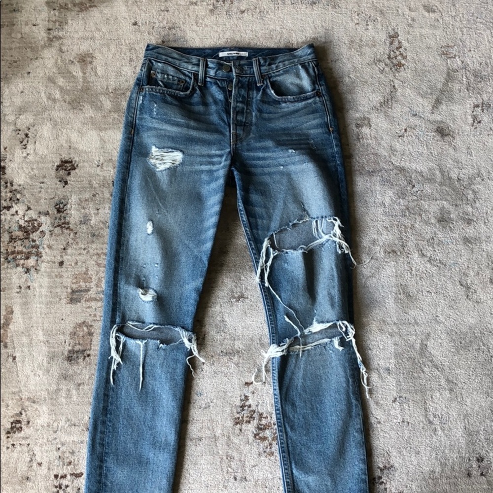 GRLFRND | Karolina Cropped, Destroyed Skinny Jeans